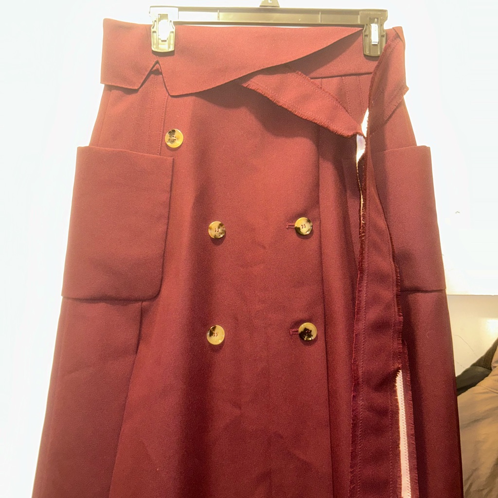 Golden Goose Burgundy Rough Hem Midi Skirt L Made In Italy